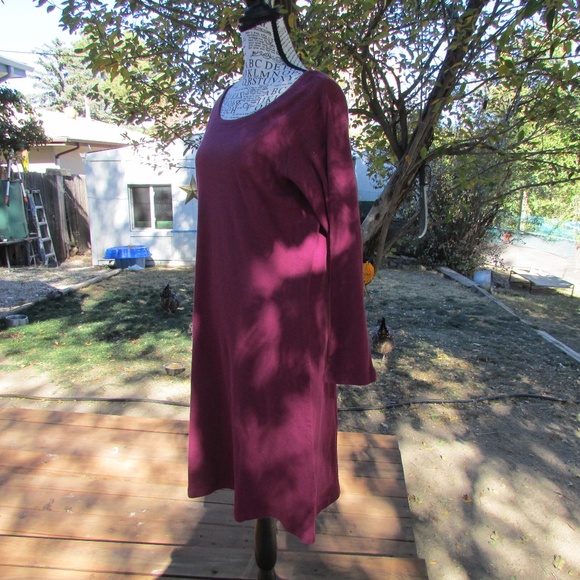 Alexander Del Rossa Rich Burgundy Long Sleeve Dress - Picture 4 of 6